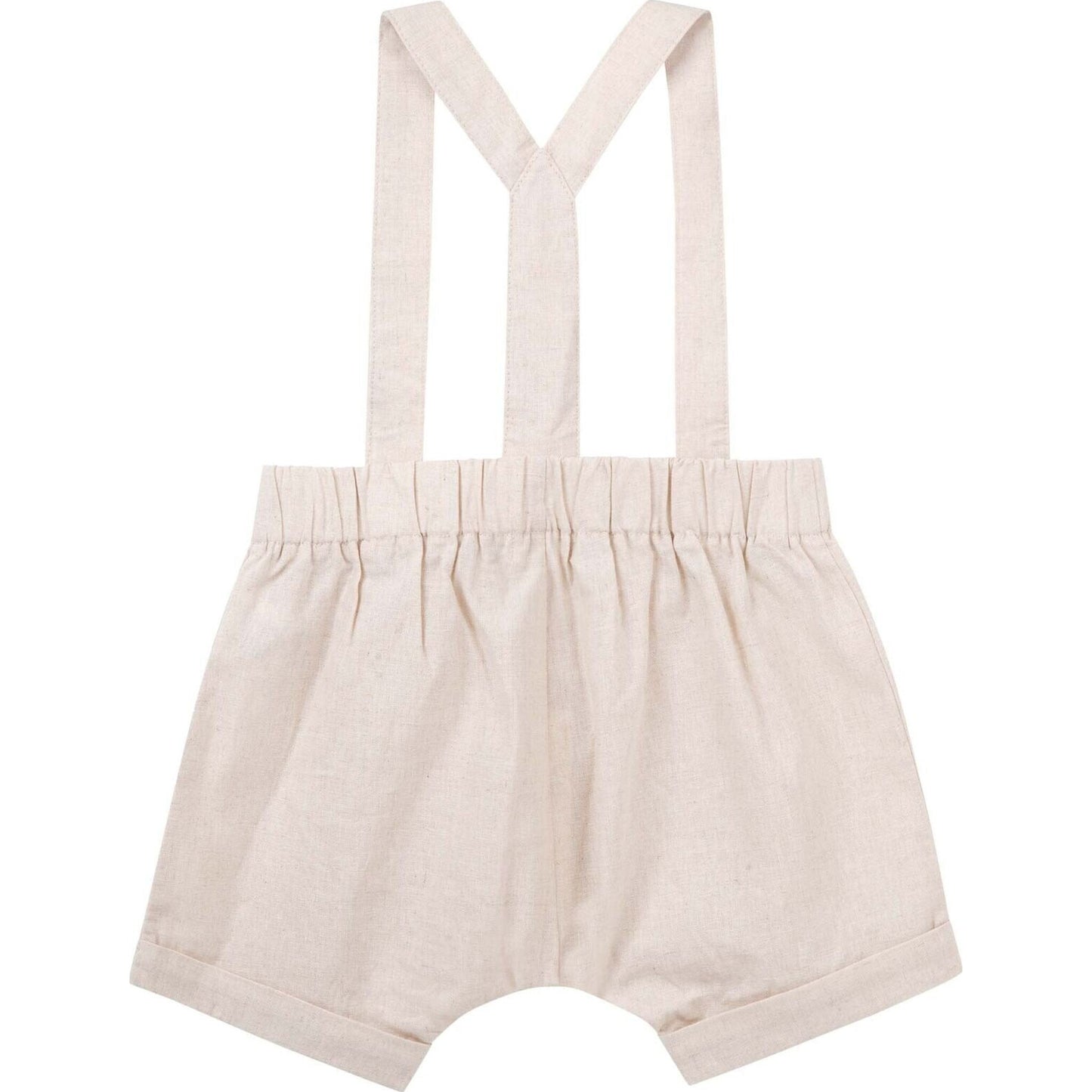 Designer Kidz Finley Linen Suspender Shorts - Sand | Aster & Ruby
