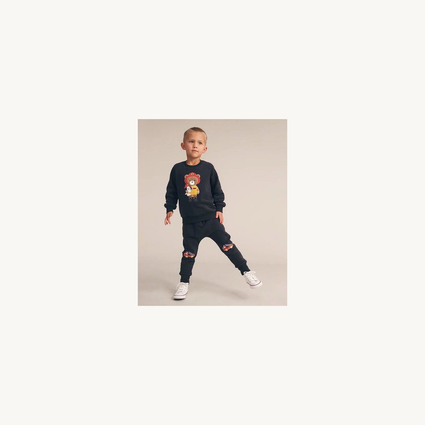 Fire Truck Drop Crotch Pants – children's product by Huxbaby | Aster & Ruby