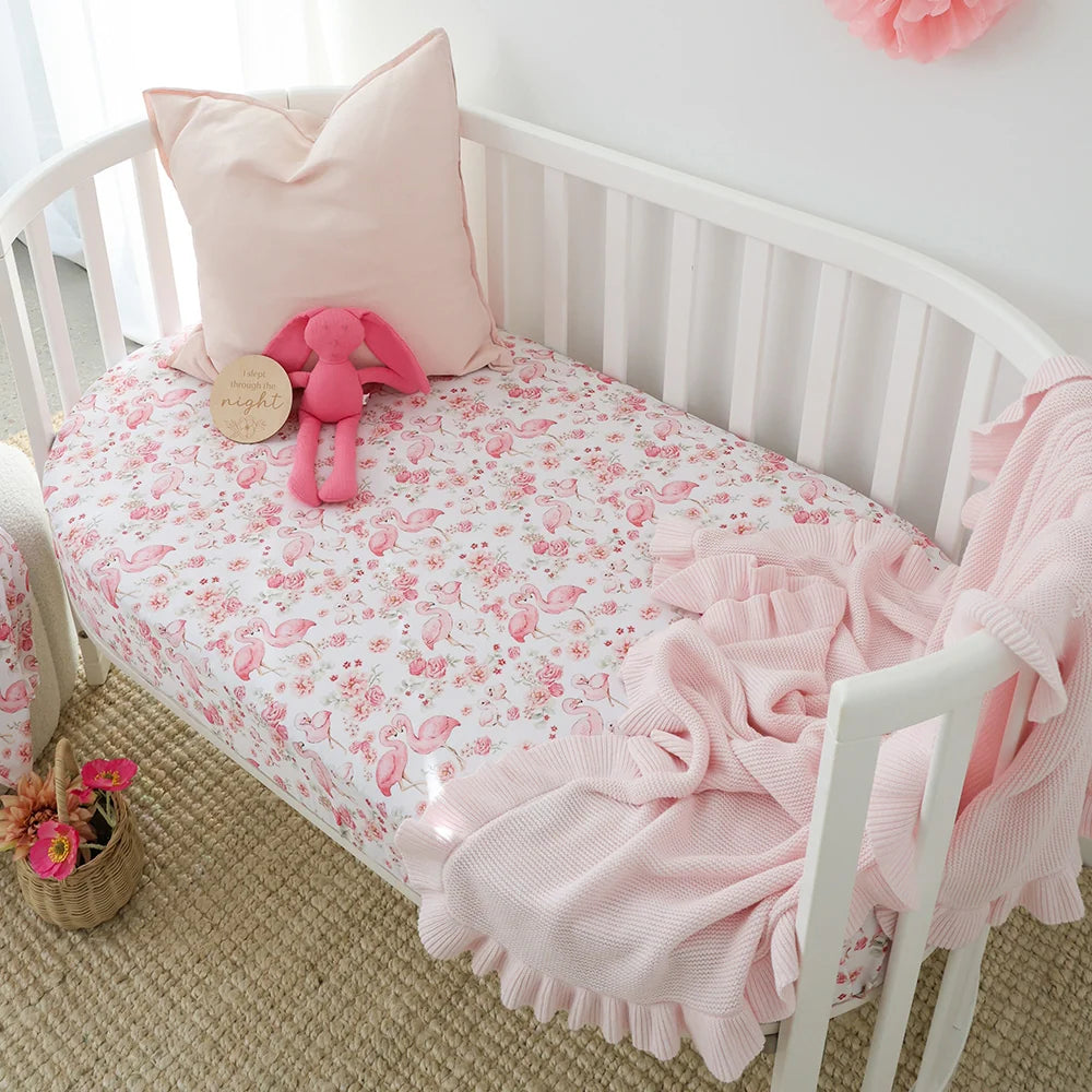 Flamingos Organic Fitted Cot Sheet