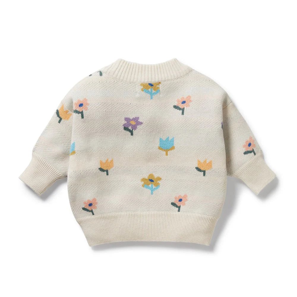 Flower Pop Organic Knitted Jacquard Jumper - Aster & Ruby