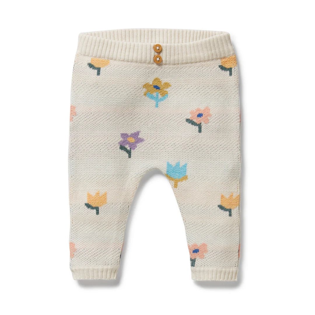 Flower Pop Organic Knitted Jacquard Legging - Aster & Ruby