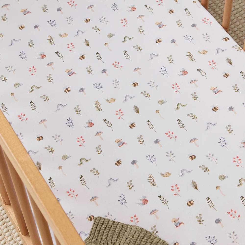 Garden Friends Organic Fitted Cot Sheet - Aster & Ruby
