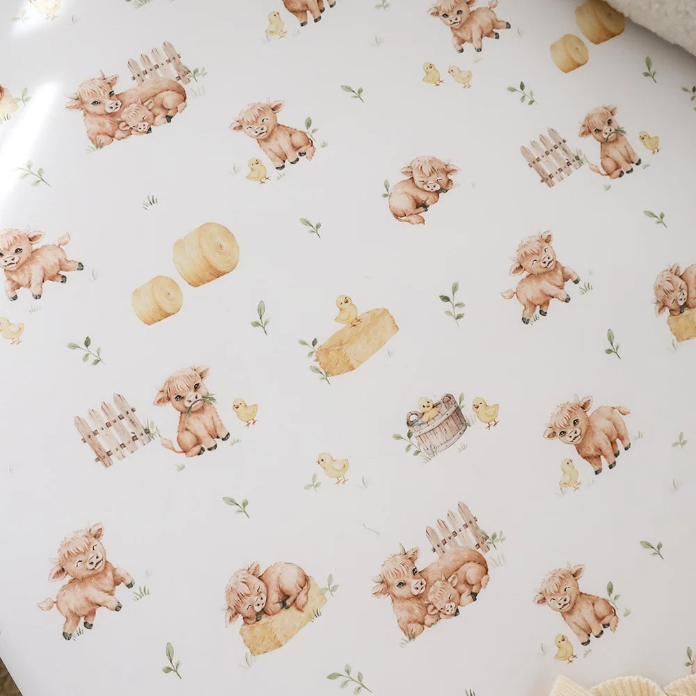 Highland Cows Organic Fitted Cot Sheet