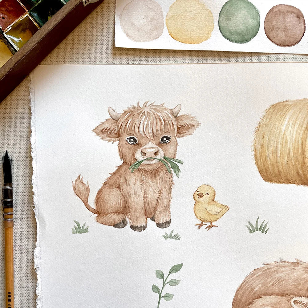 Highland Cows Organic Fitted Cot Sheet