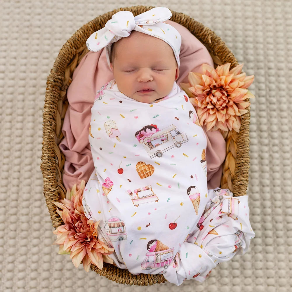 Ice Creams Organic Jersey Wrap & Topknot Set