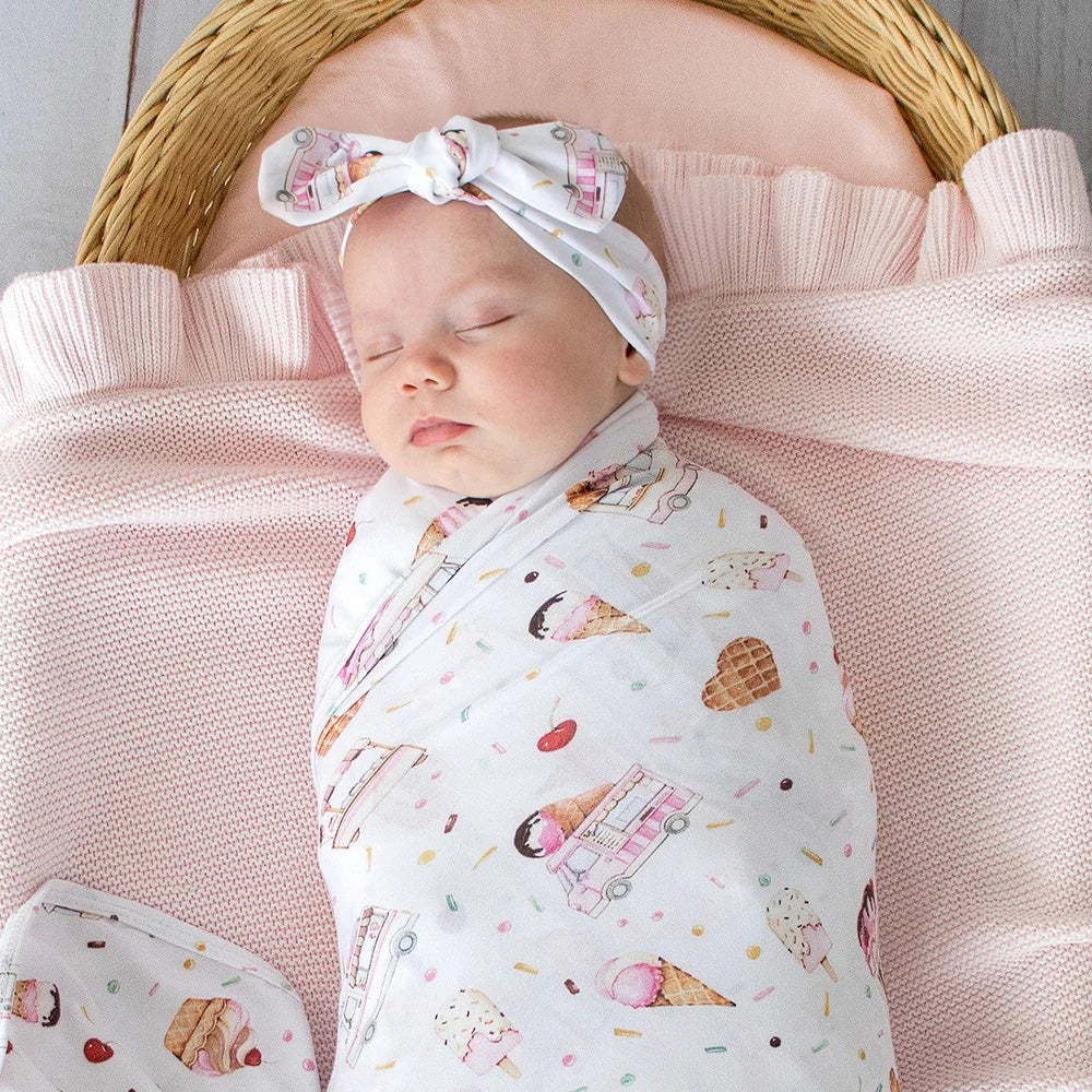 Ice Creams Organic Jersey Wrap & Topknot Set