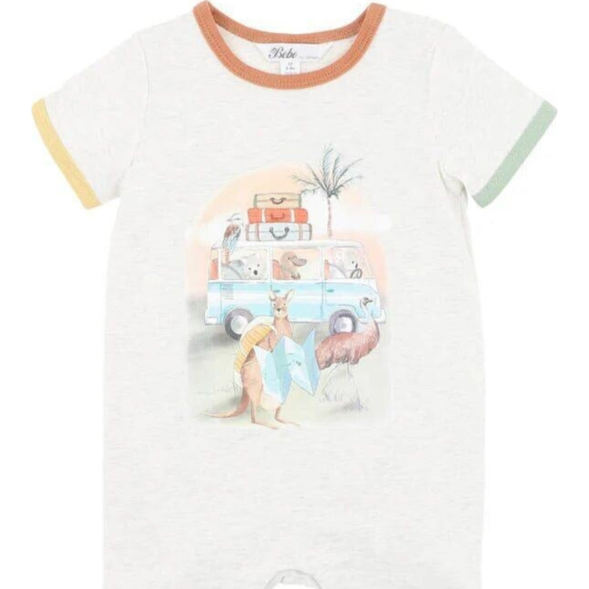 Minihaha Ivan Camp Scene Short Sleeve Romper | Aster & Ruby