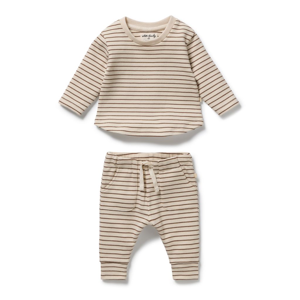 Nutmeg Stripe Organic Waffle Set