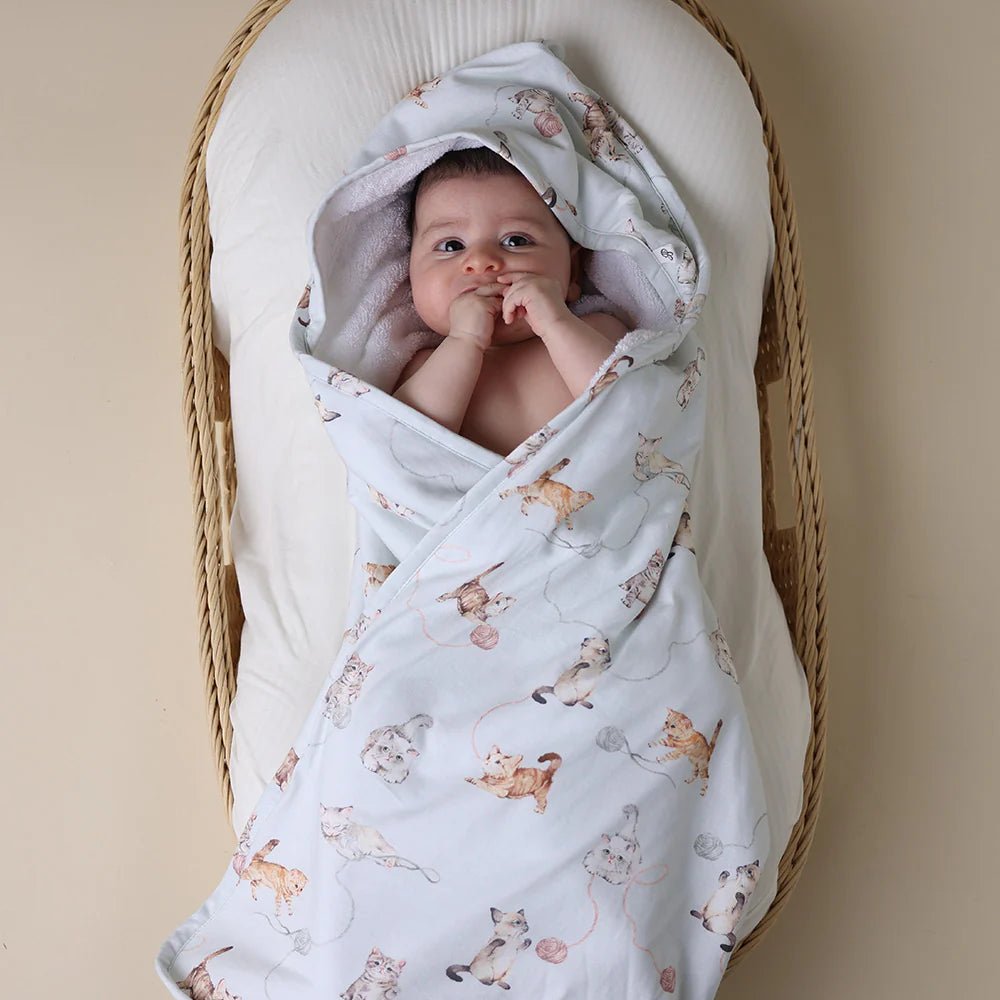 Kittens Organic Hooded Baby Towel - Aster & Ruby