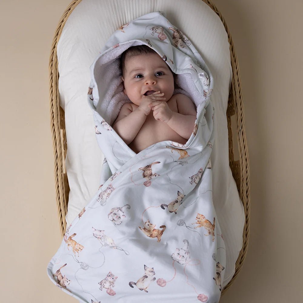 Kittens Organic Hooded Baby Towel - Aster & Ruby