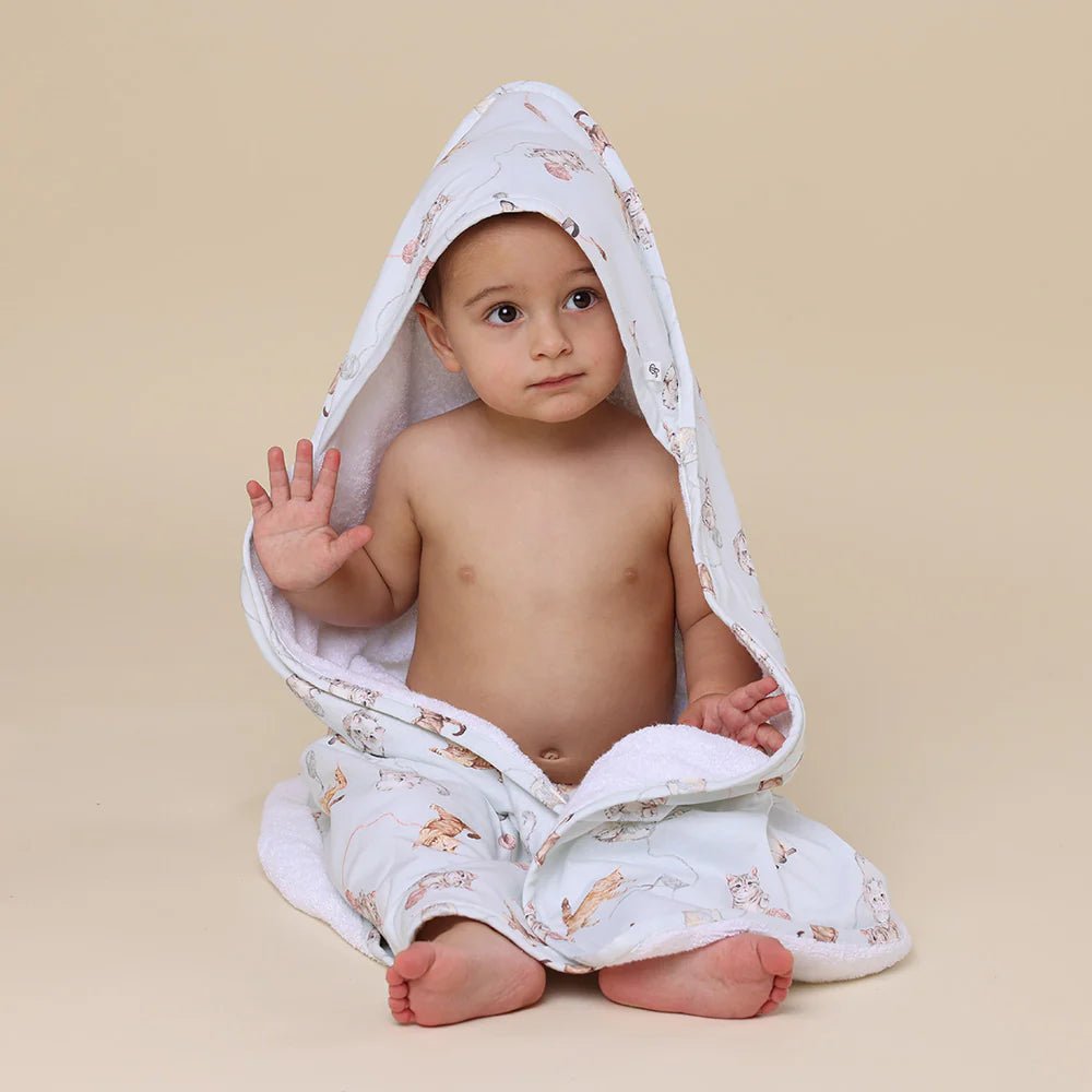 Kittens Organic Hooded Baby Towel - Aster & Ruby