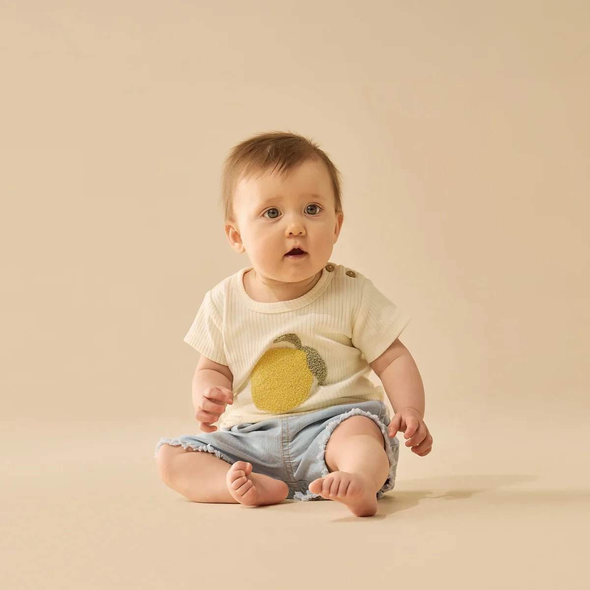 Lemon Leaf Embroidered Organic Tee - Aster & Ruby