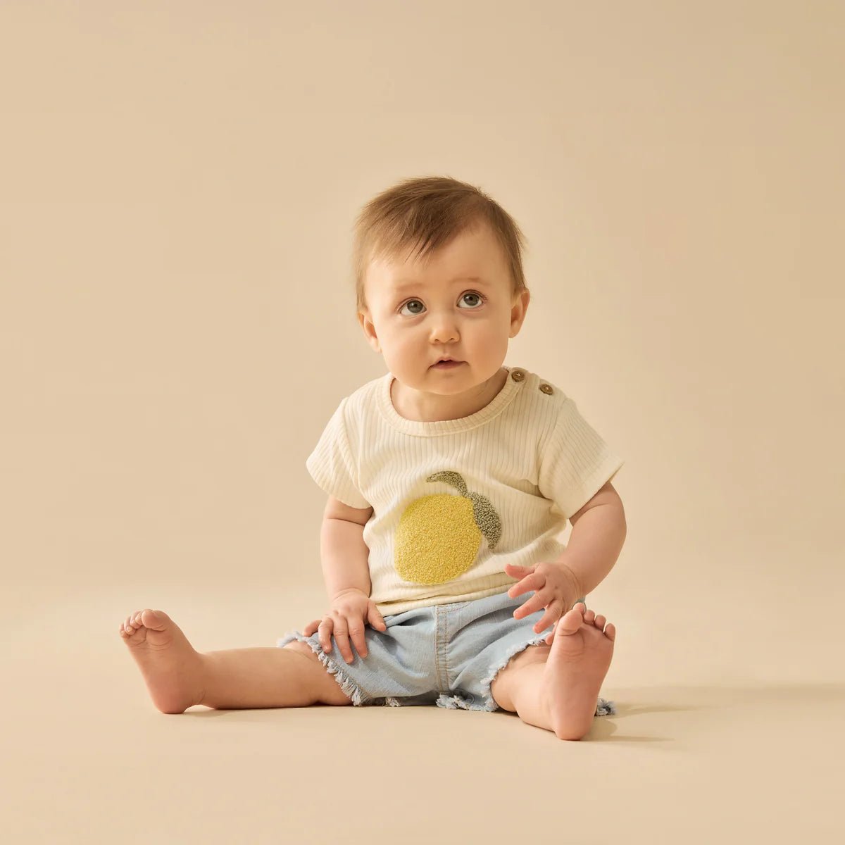 Lemon Leaf Embroidered Organic Tee - Aster & Ruby