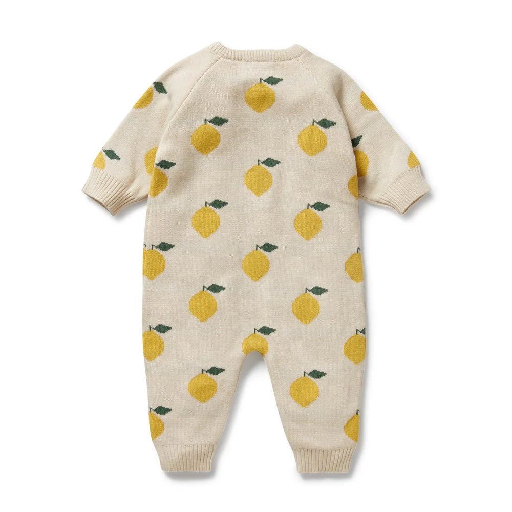 Lemony Organic Knitted Jacquard Growsuit - Aster & Ruby