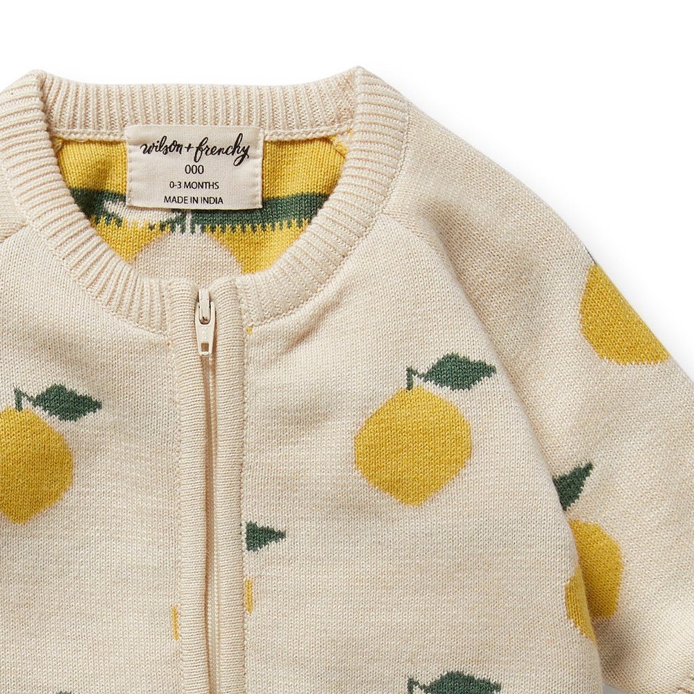 Lemony Organic Knitted Jacquard Growsuit - Aster & Ruby