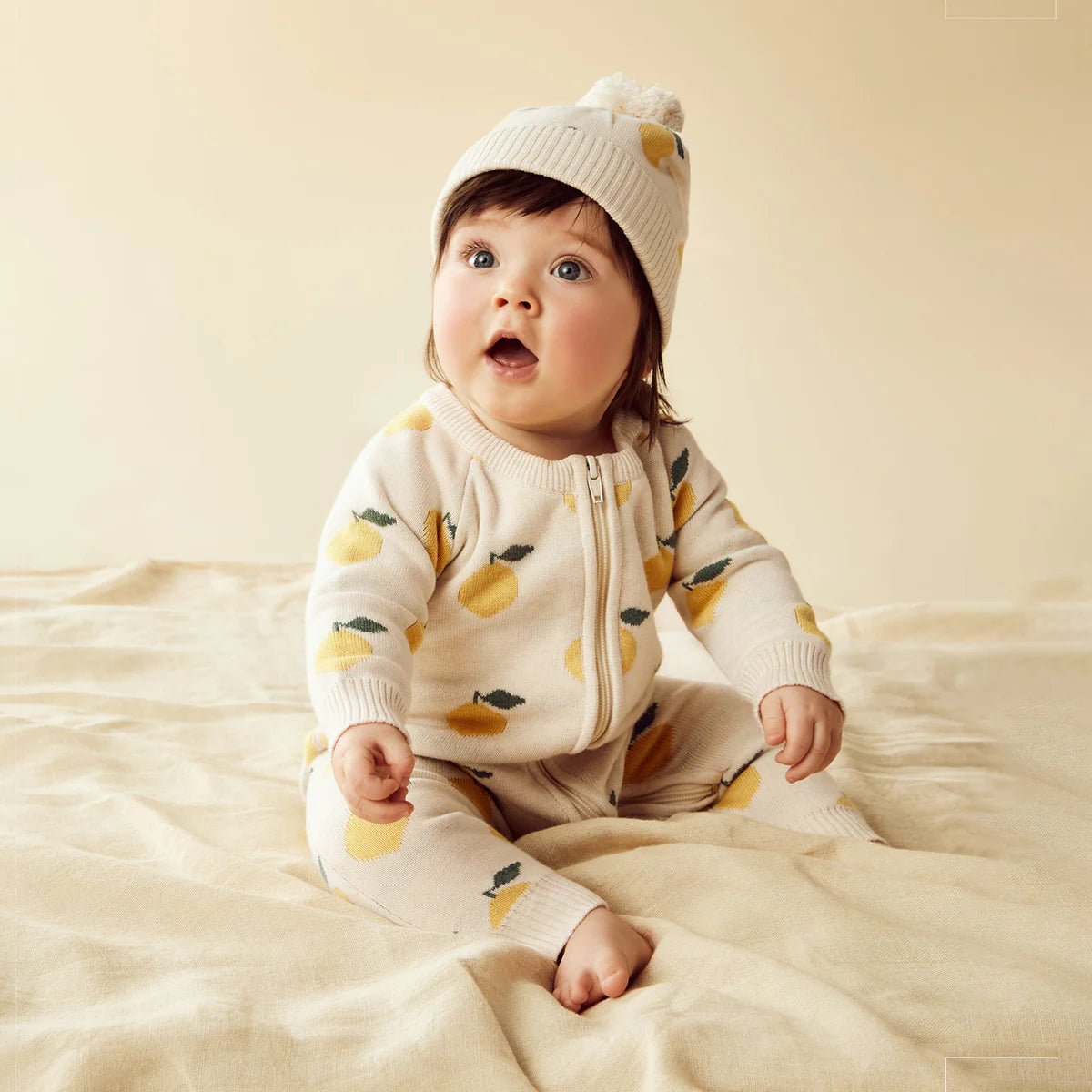 Lemony Organic Knitted Jacquard Growsuit - Aster & Ruby