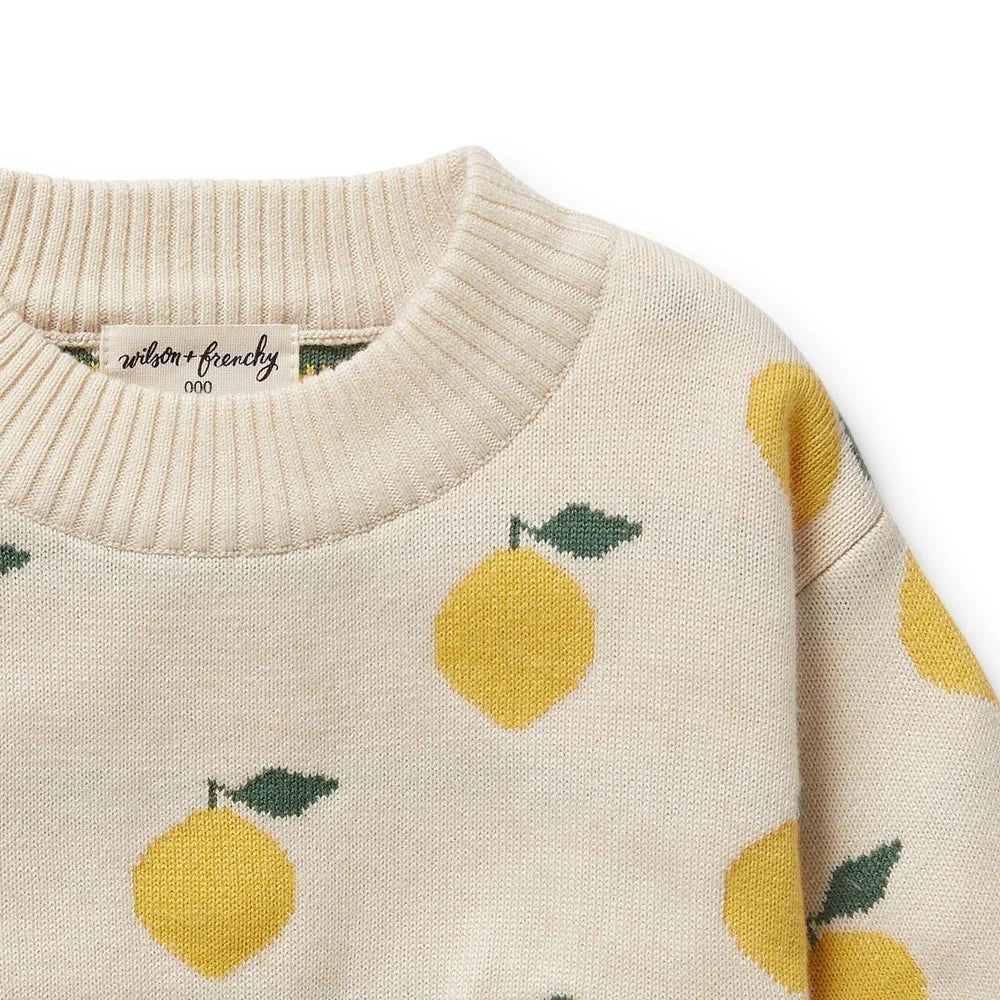 Lemony Organic Knitted Jacquard Jumper - Aster & Ruby
