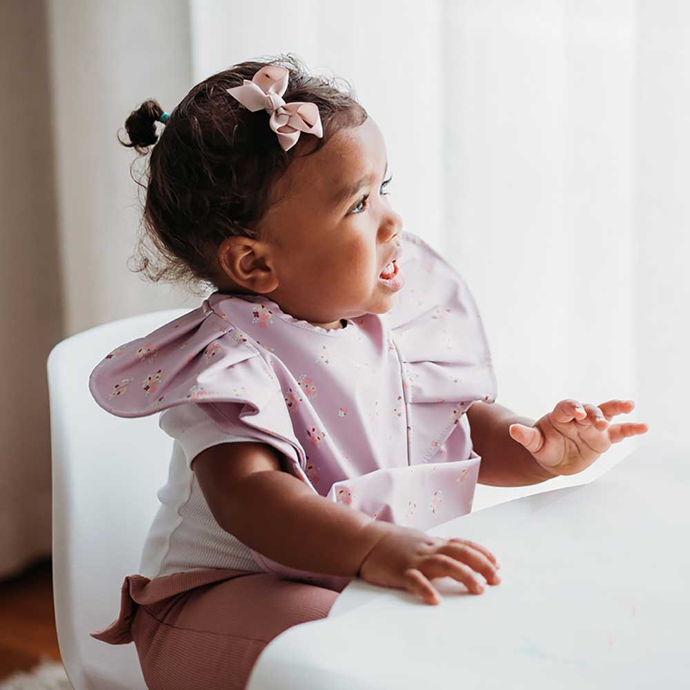 Lilac Bloom Frill Snuggle Bib - Aster & Ruby