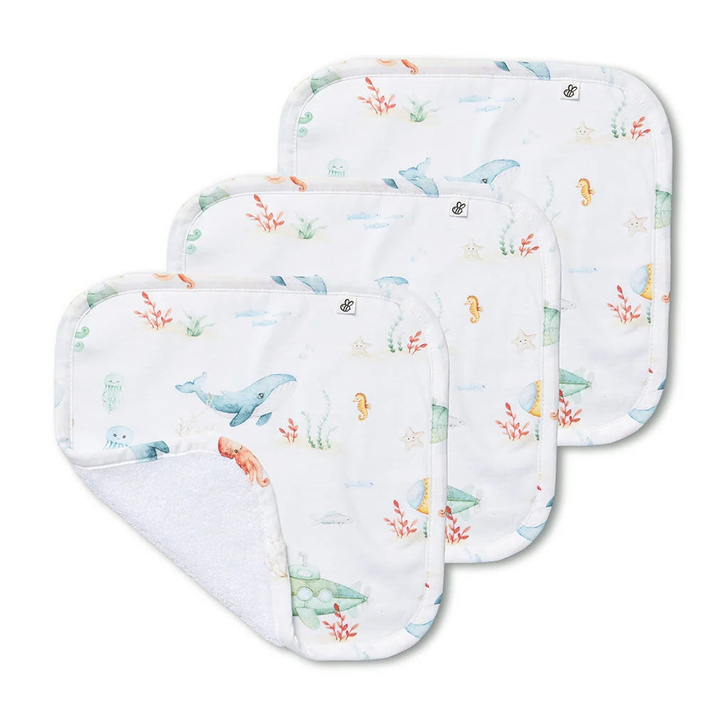 Little Subs Organic Wash Cloths - 3 Pack