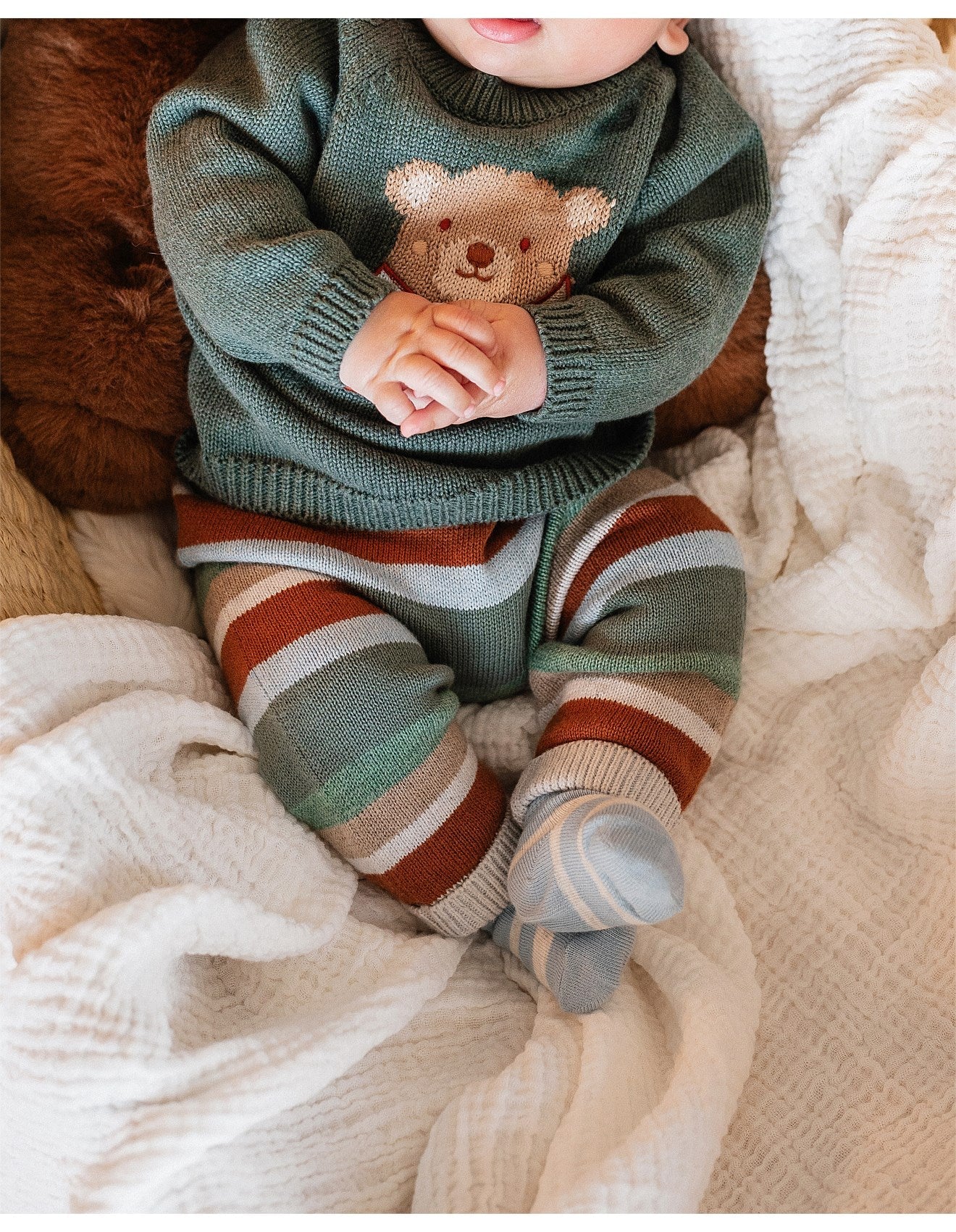 Mateo Stripe Knitted Leggings - Aster & Ruby