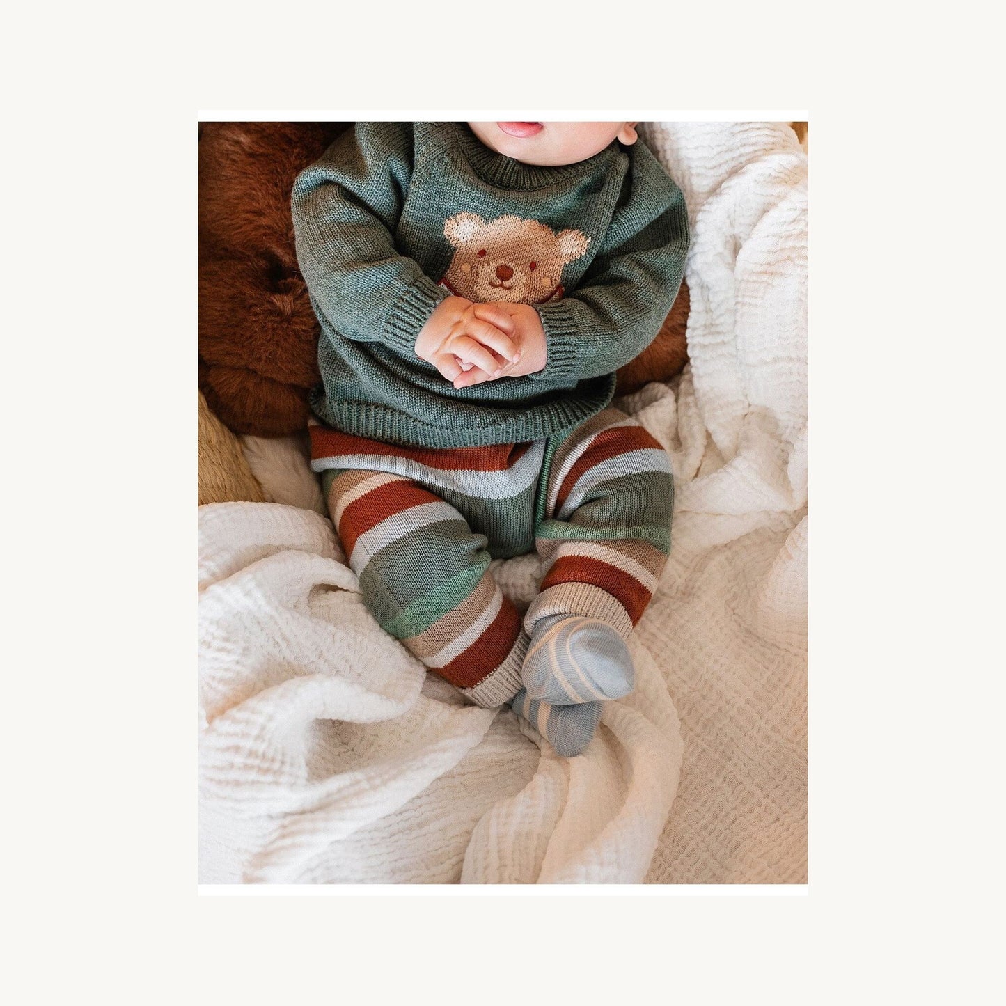 bebe Mateo Stripe Knitted Leggings | Aster & Ruby