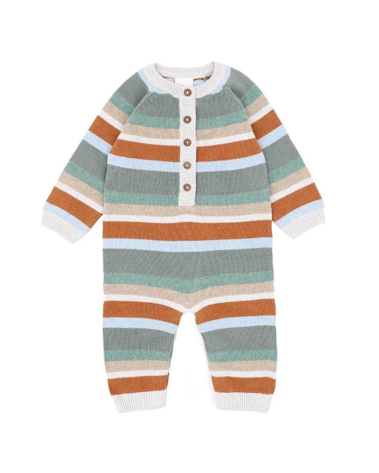 Mateo Stripe Knitted Romper - Aster & Ruby