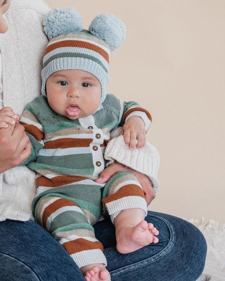 Mateo Stripe Knitted Romper - Aster & Ruby