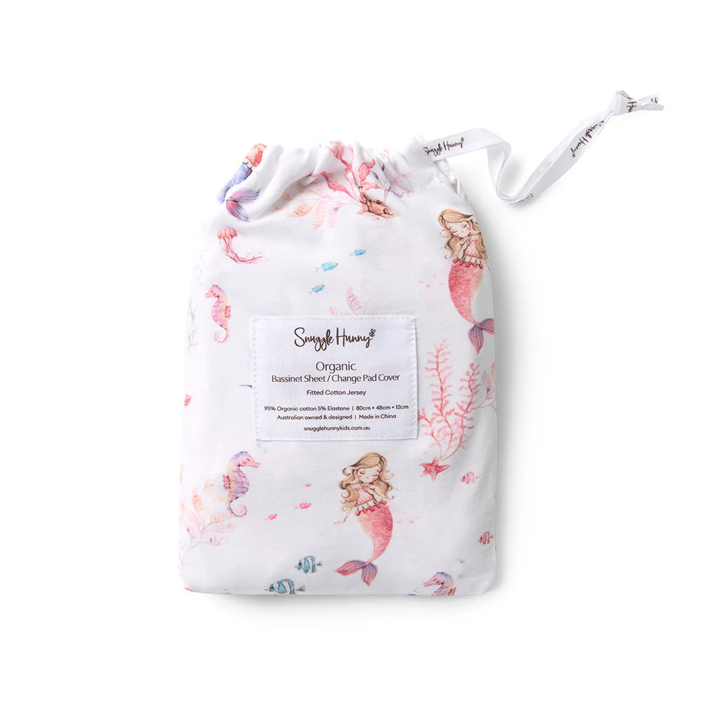 Fitted Bassinet Sheet & Change Pad Cover - Mermaid