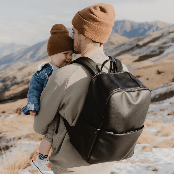 Multitasker Nappy Backpack Black Vegan Leather - Aster & Ruby