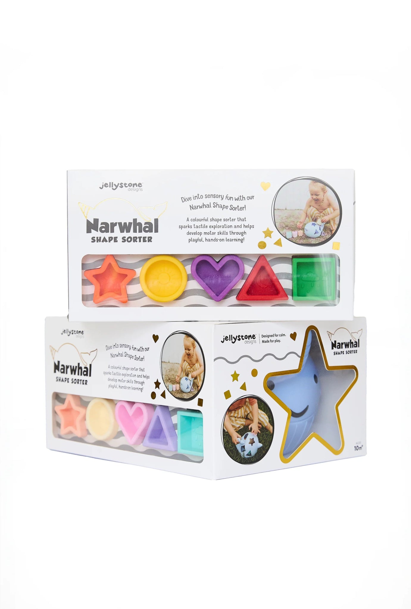 Narwhal Shape Sorter Pastel - Aster & Ruby