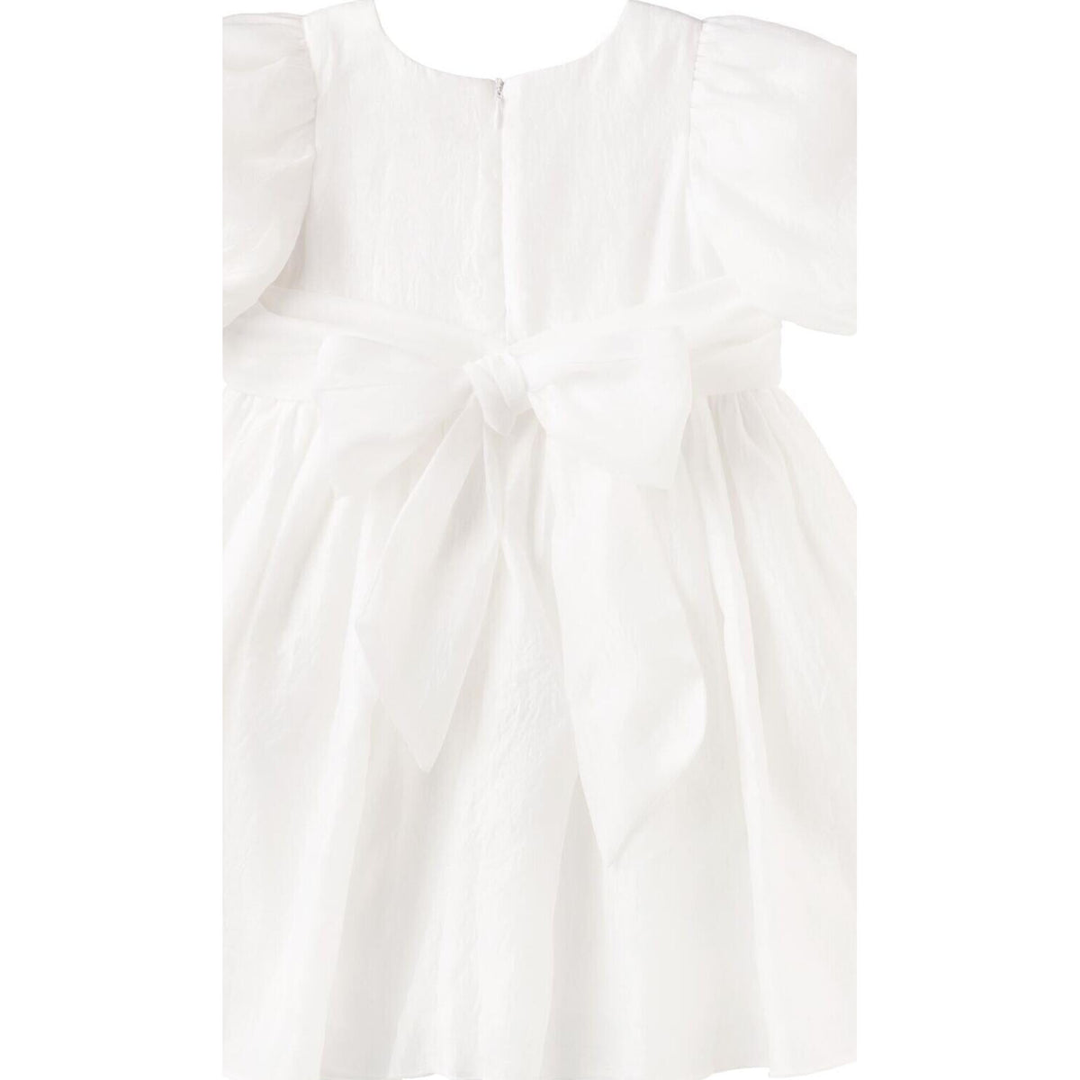 Designer Kidz Noa Puff Sleeve Bow Back Dress - Ivory | Aster & Ruby
