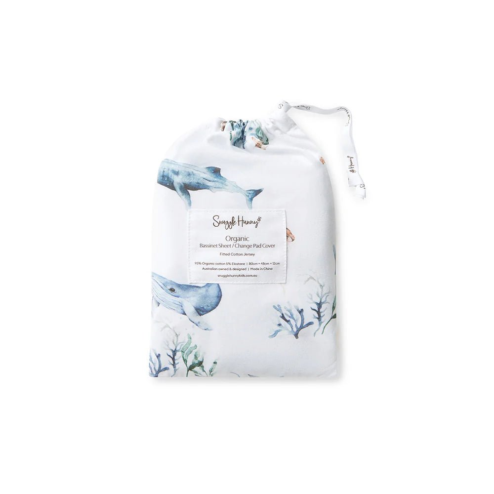 Ocean Organic Bassinet Sheet / Change Pad Cover - Aster & Ruby