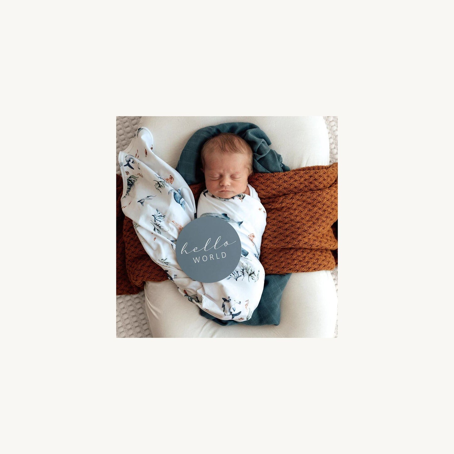Snuggle Hunny Kids Ocean Organic Jersey Wrap & Beanie Set | Aster & Ruby