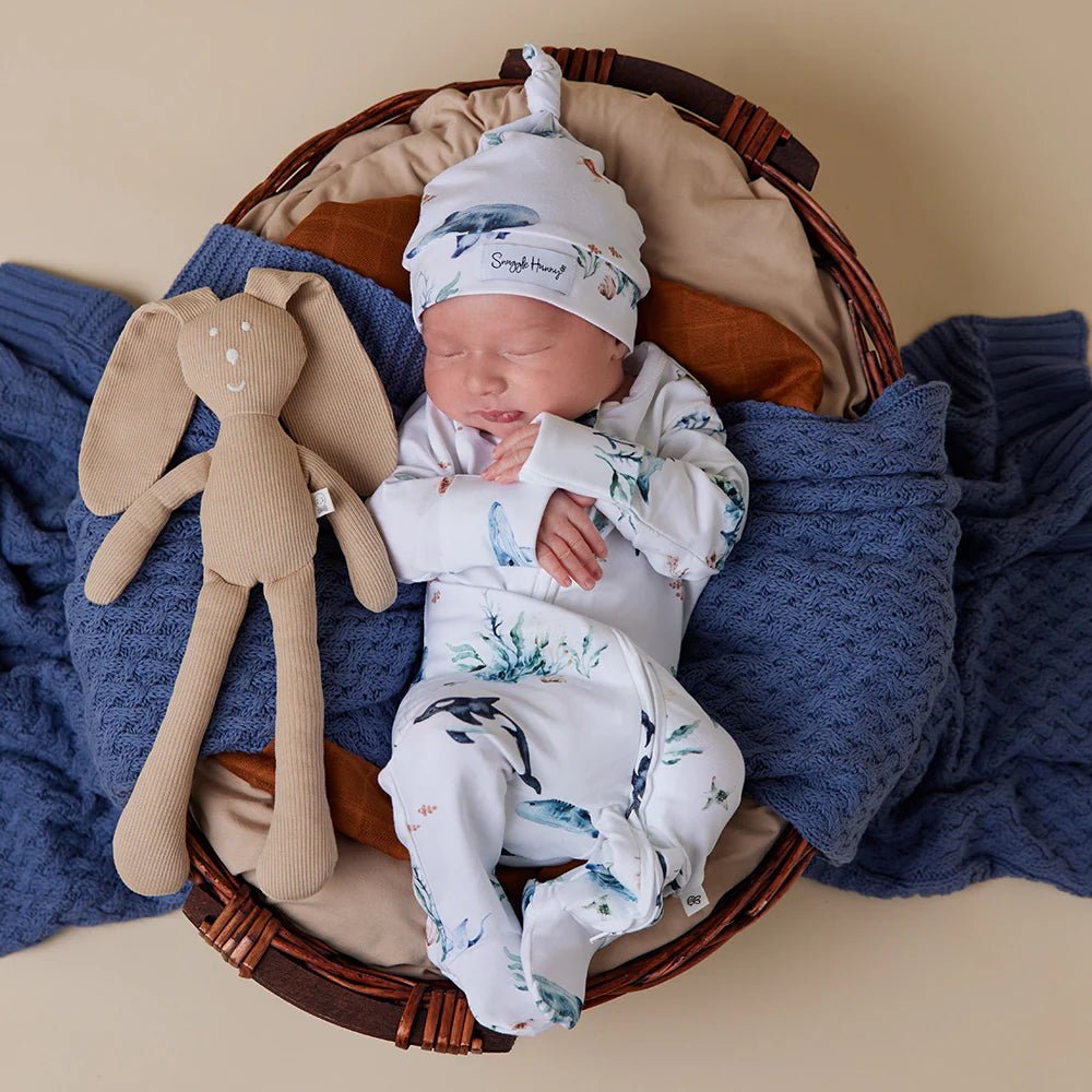 Ocean Organic Snuggle Sleepsuit Zip Footie - Aster & Ruby