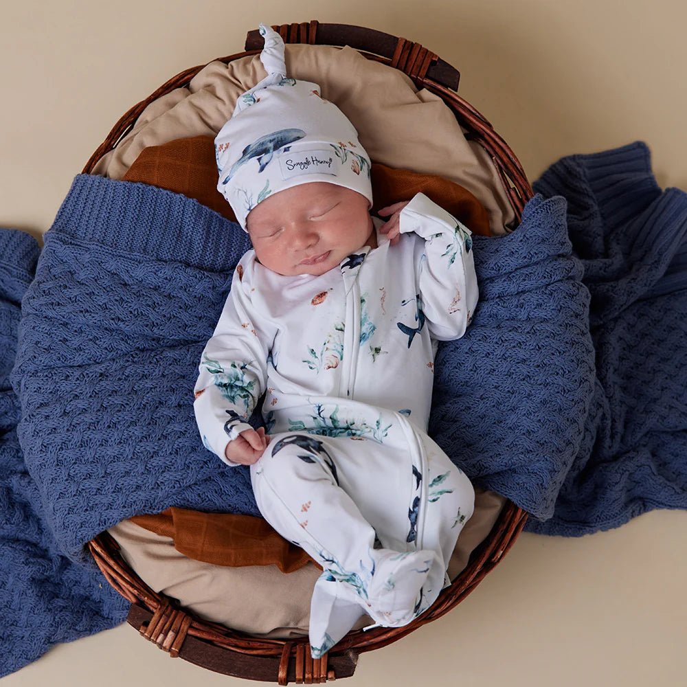 Ocean Organic Snuggle Sleepsuit Zip Footie - Aster & Ruby