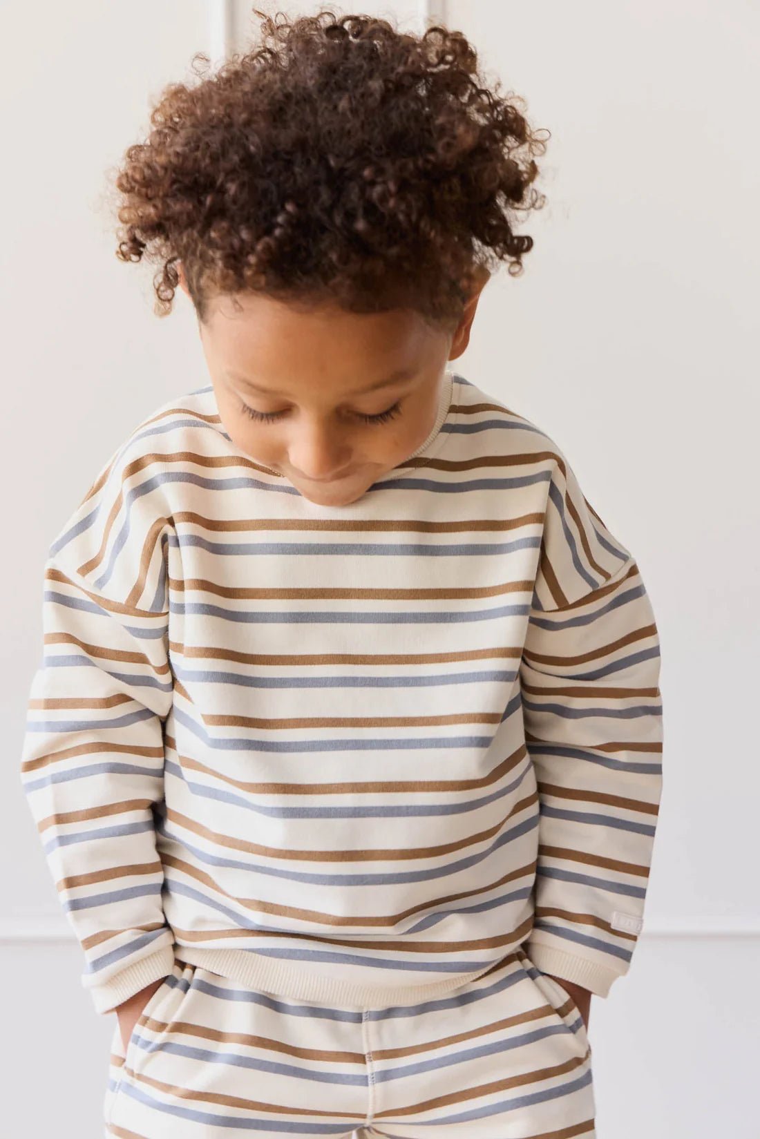 Organic Cotton Damien Sweatshirt - Hudson Stripe Tiger - Aster & Ruby