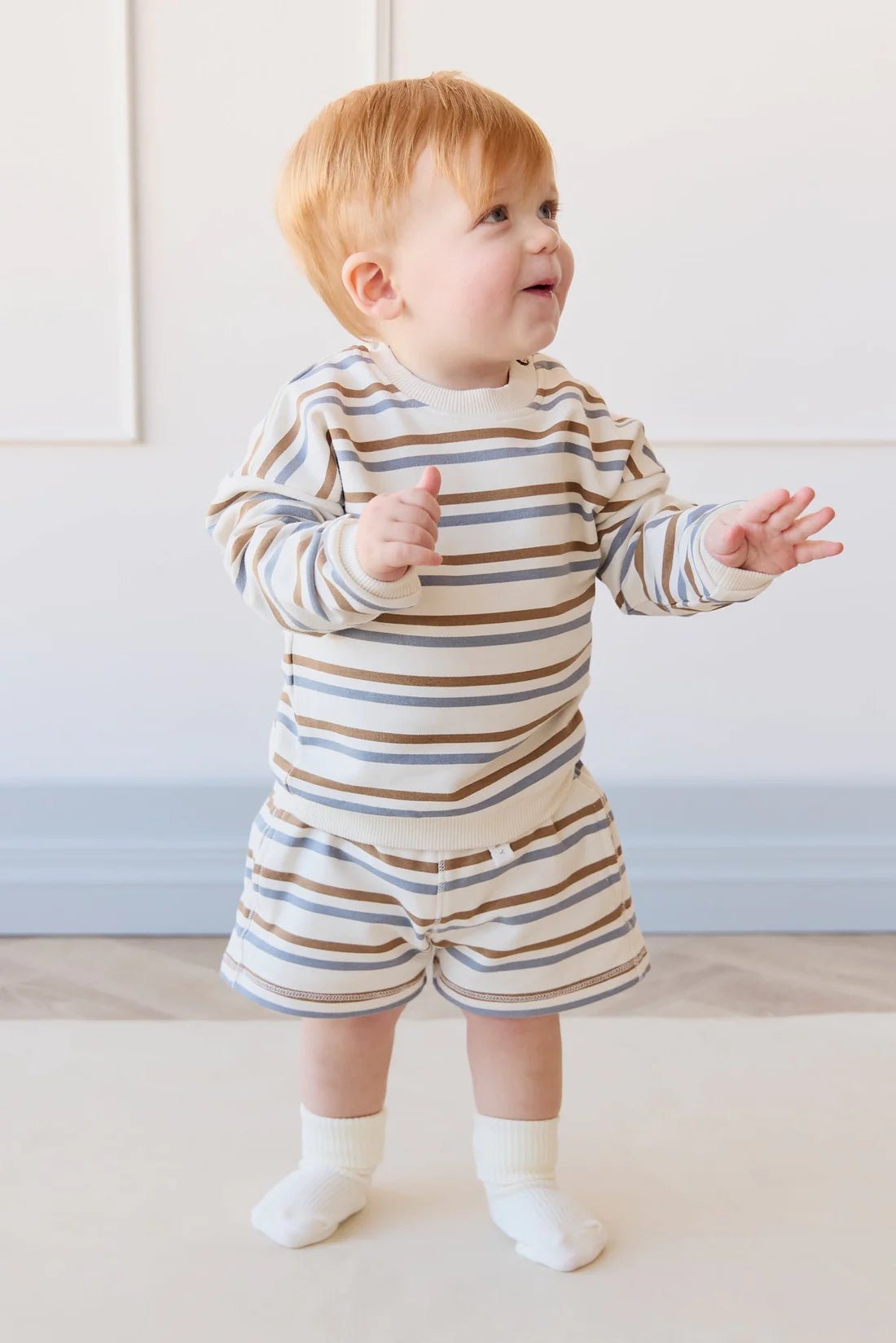 Organic Cotton Damien Sweatshirt - Hudson Stripe Tiger - Aster & Ruby