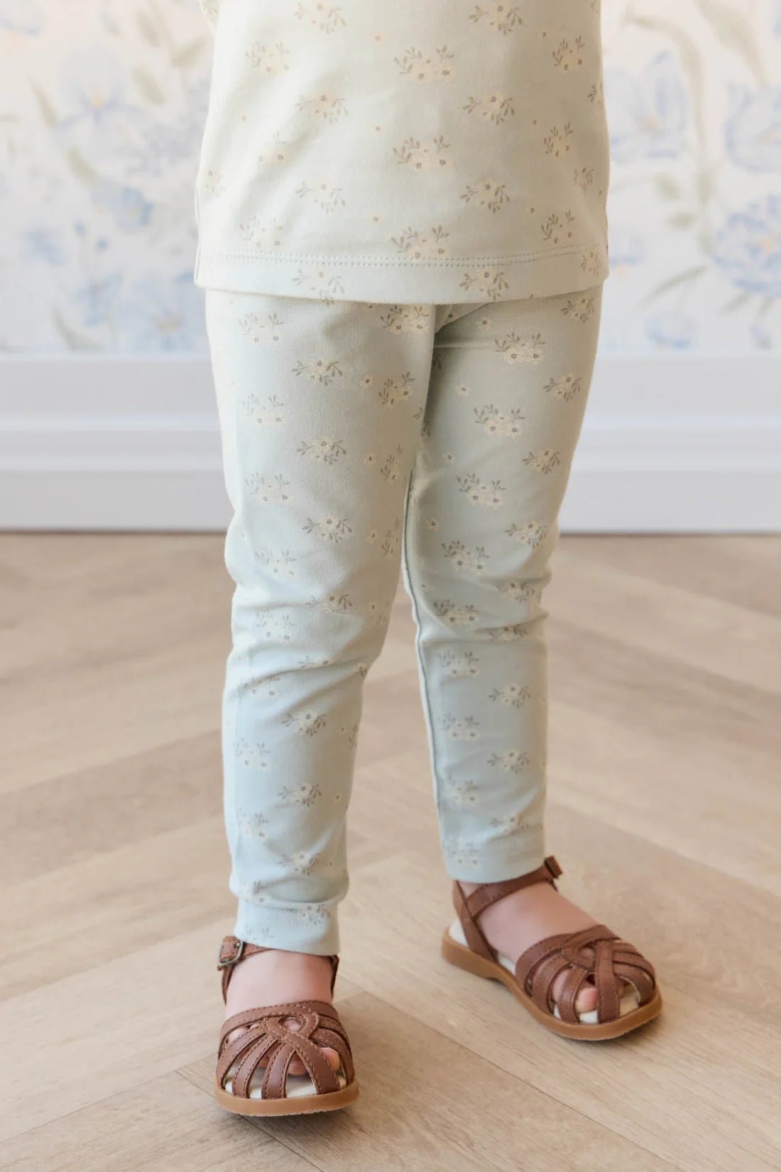 Organic Cotton Everyday Legging - Rose Floral Smoke - Aster & Ruby