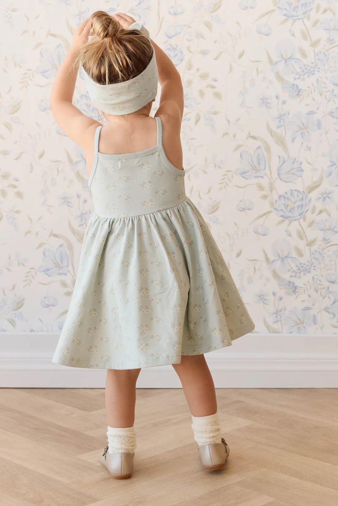 Organic Cotton Samantha Dress - Rose Floral Smoke - Aster & Ruby