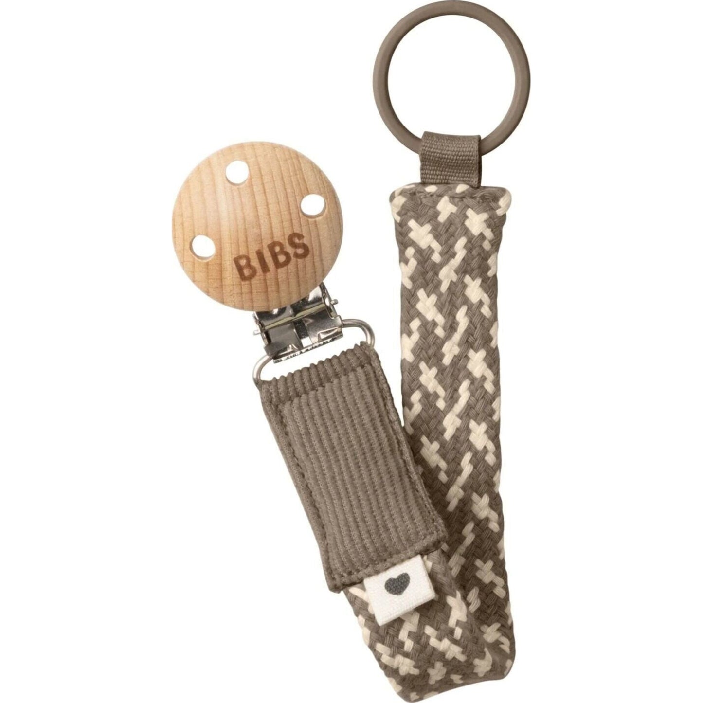 BIBS Pacifier Clip Dark Oak/Vanilla | Aster & Ruby