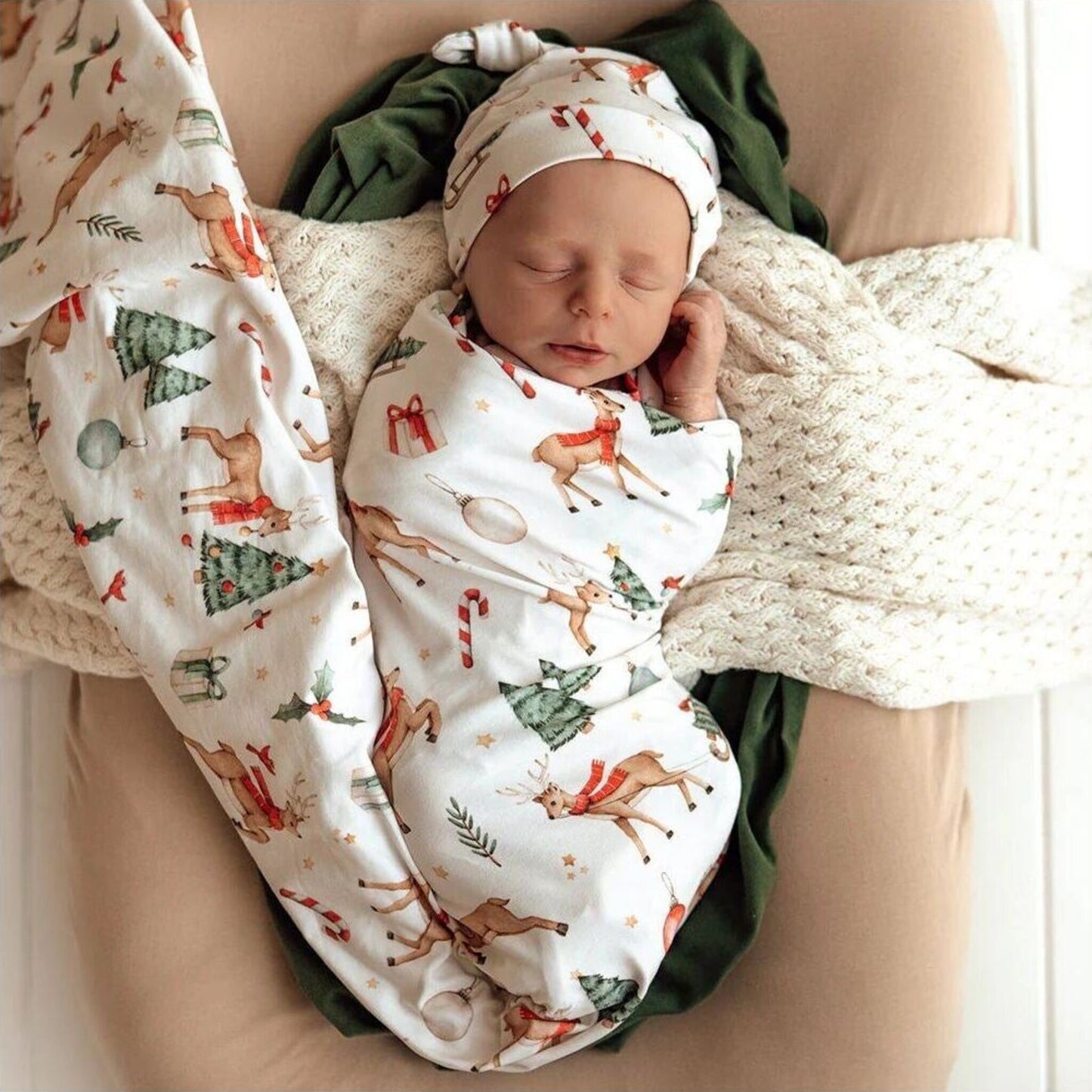 Snuggle Hunny Kids Prancer & Friends Organic Jersey Wrap & Beanie Set | Aster & Ruby