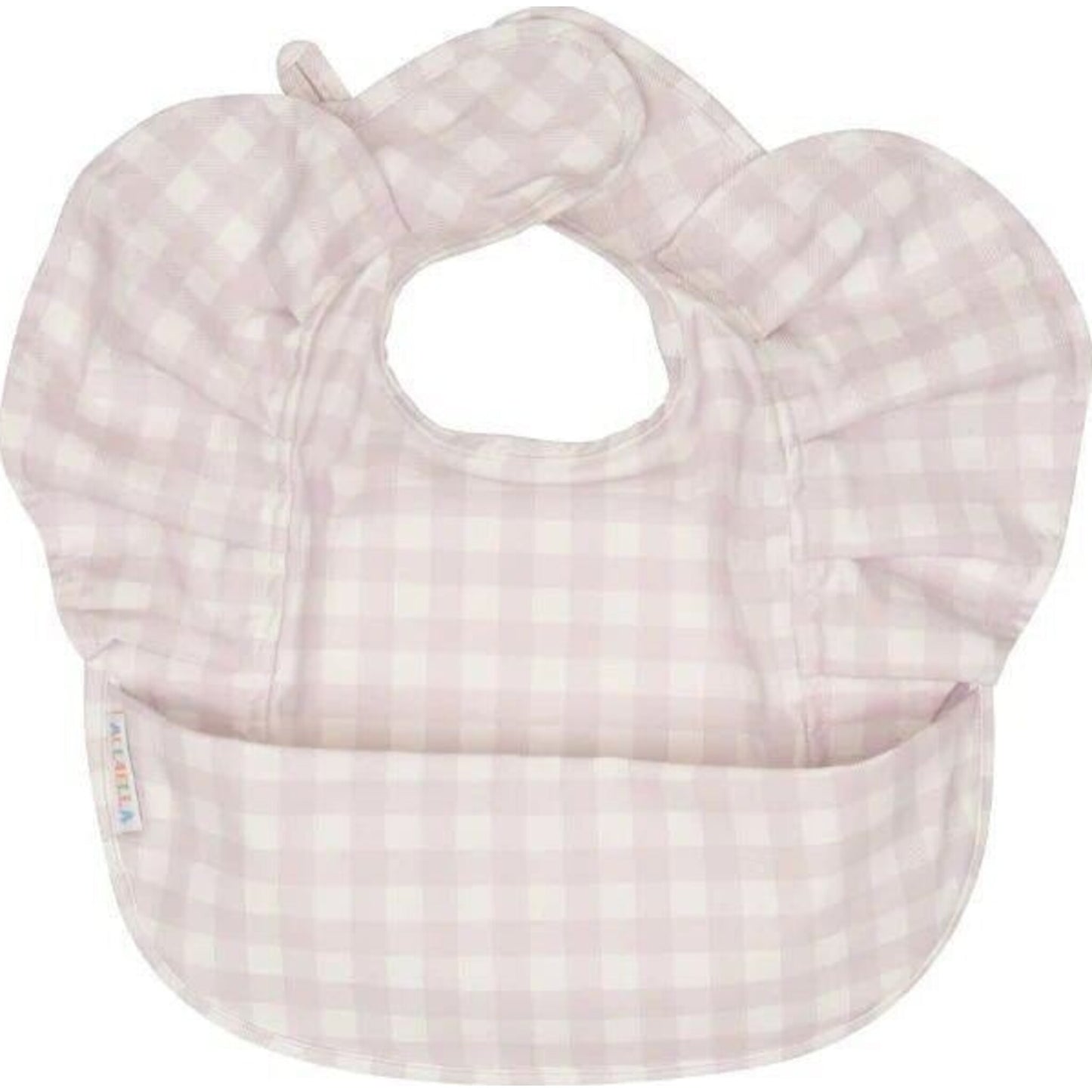 All4Ella Recycled Frills Bib Gingham Lilac | Aster & Ruby