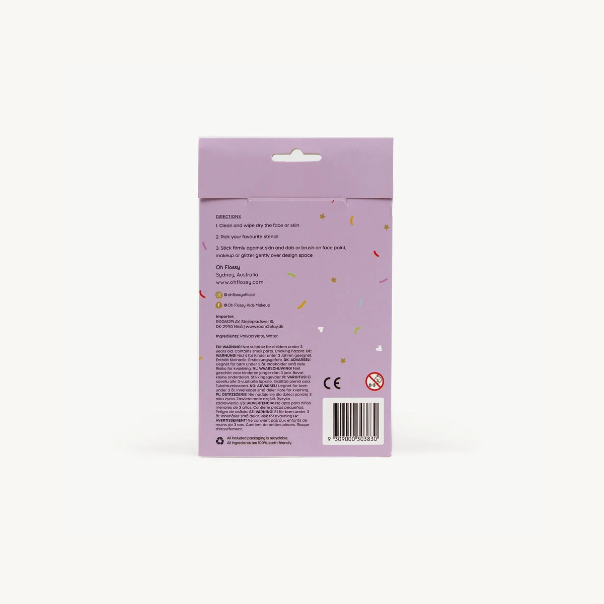 Oh Flossy Reusable Face Paint Stencils Purple | Aster & Ruby
