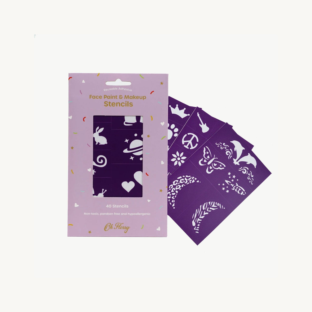 Oh Flossy Reusable Face Paint Stencils Purple | Aster & Ruby