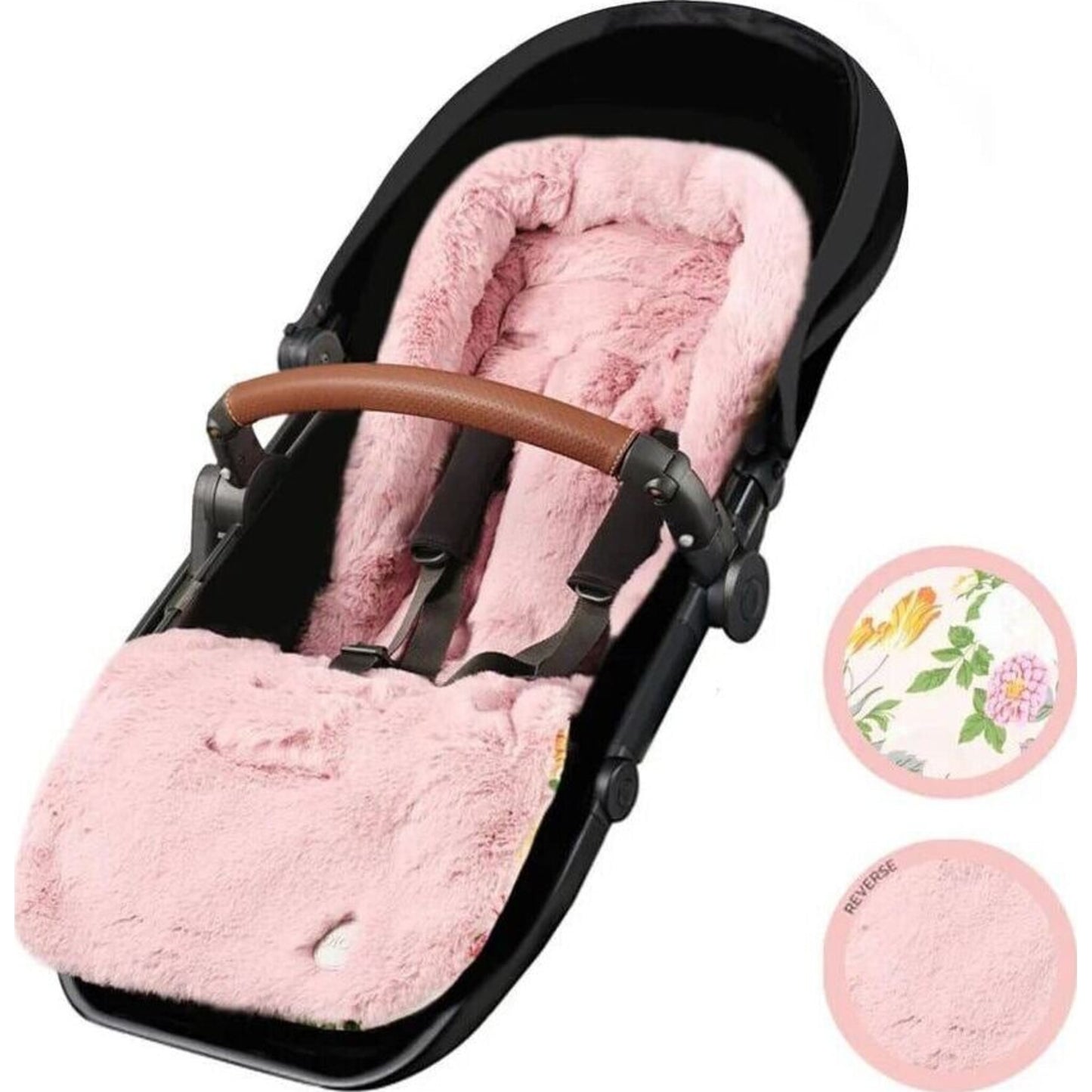 OiOi Reversible Cozy Fleece Pram Liner Garden Party | Aster & Ruby