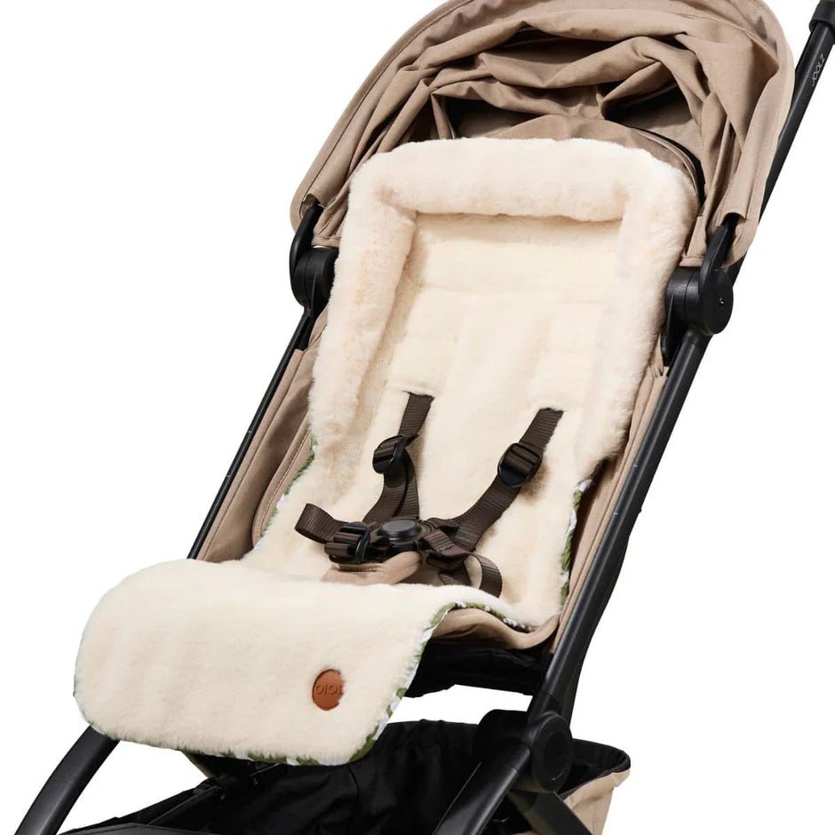 Reversible Cozy Fleece Pram Liner Green Squiggle - Aster & Ruby