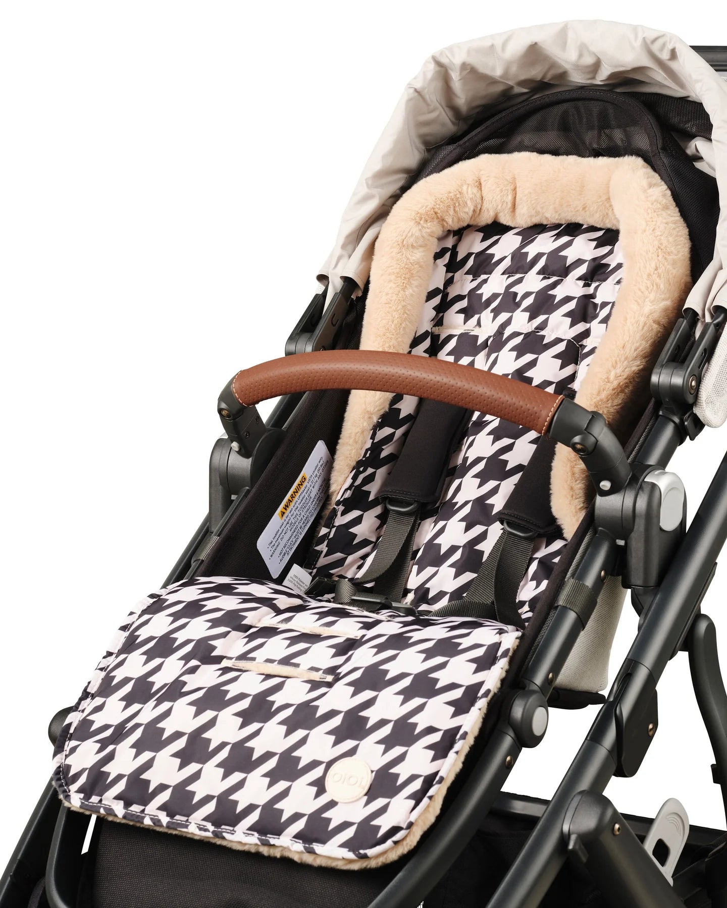 Reversible Cozy Fleece Pram Liner Houndstooth - Aster & Ruby