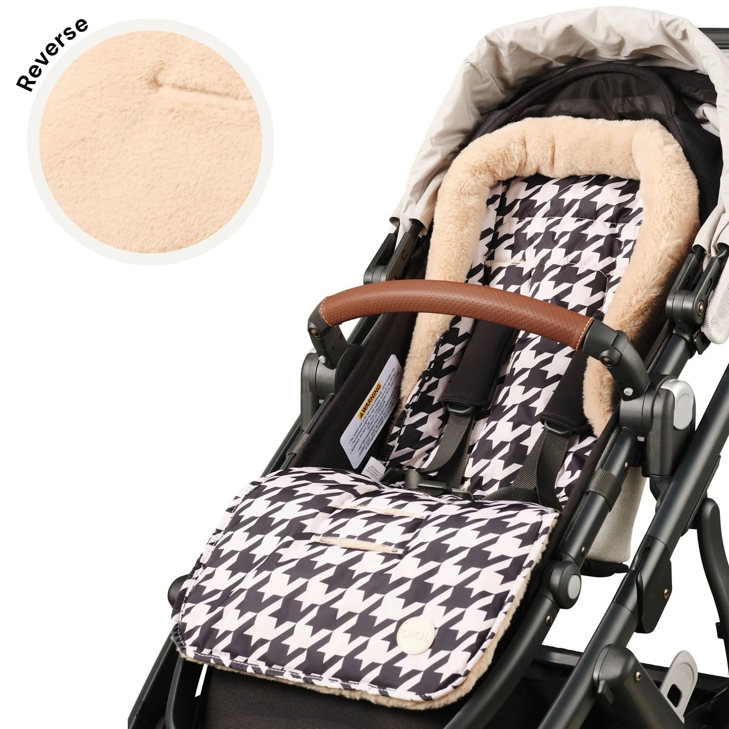 Reversible Cozy Fleece Pram Liner Houndstooth - Aster & Ruby