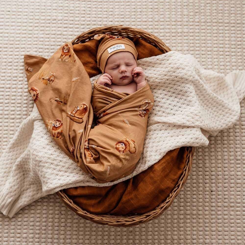 Roar Baby Jersey Wrap & Beanie Set - Aster & Ruby