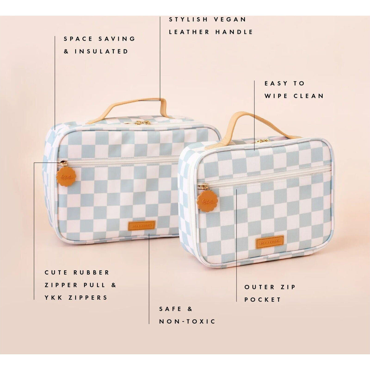 Fox & Fallow Sage Check Large Lunch Bag | Aster & Ruby